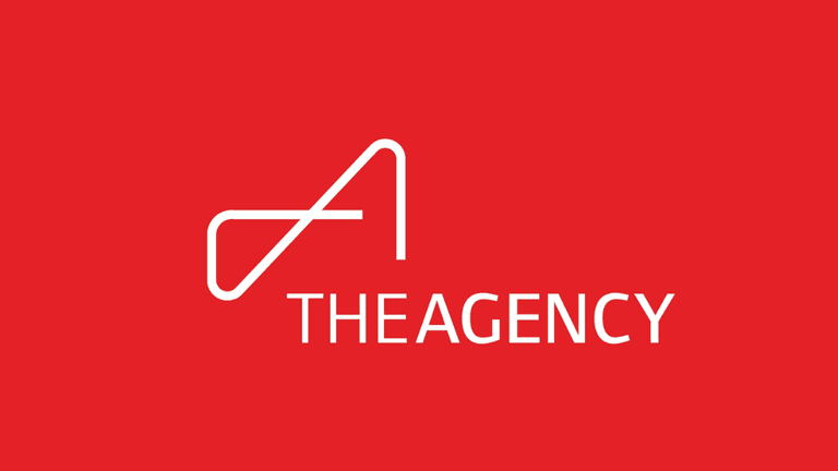 The Agency logo in white on a red background.
