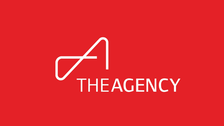 The Agency logo in white on a red background.