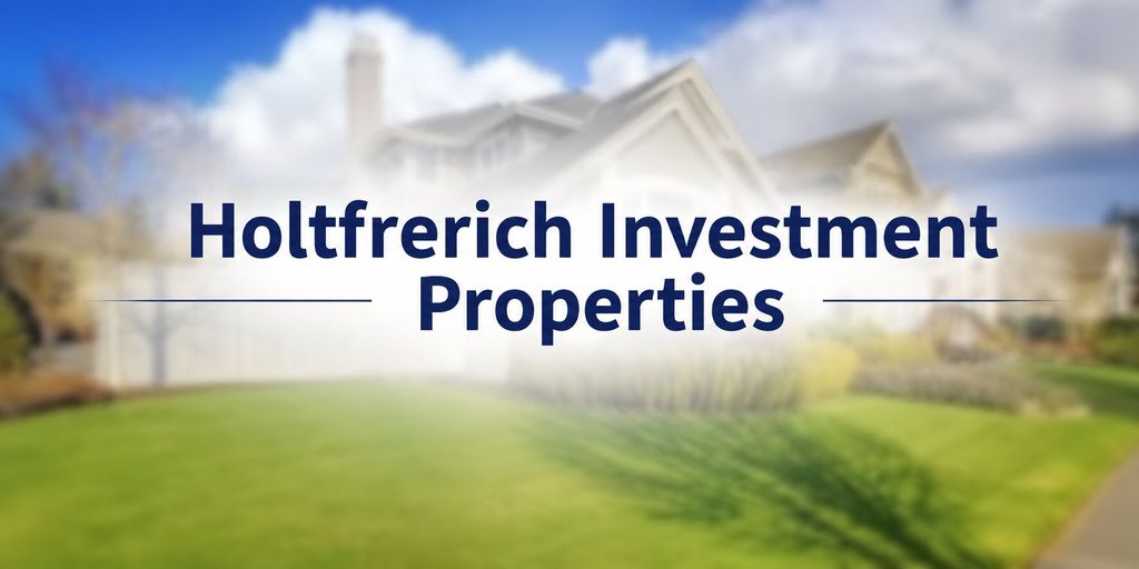 Holtfrerich Investment Properties logo over a blurred residential home with landscaped lawn.